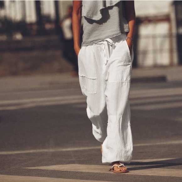 ZARA LINEN BLEND CARGO PANTS - Picture 2 of 10